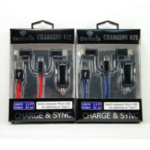 #C.TK-303-Car, 3 in 1 Charging Kit with Gift box